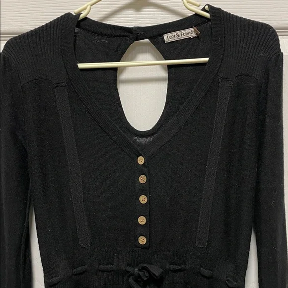 Lost & Found | Wool Blend | Black | Knit | V Neck |Mini | Pullover Dress |Size S - Picture 3 of 16
